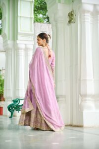 Pink Designer Faux Georgette Gown with Dupatta ? Embroidered & Sequins Work Ethnic Set for Women - Image 3