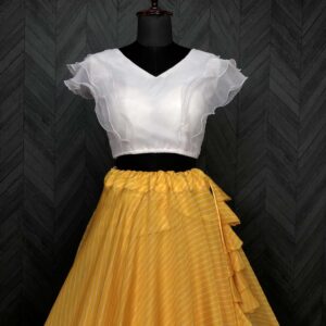 Premium Designer Leheriya Digital Printed Organza Lehenga Choli Set